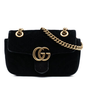 Pre-Loved Gucci Small GG Marmont Matelasse Velvet Shoulder Bag